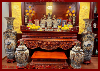 Bàn thờ gia tiên chung ông địa gỗ hương đá Nam Phi